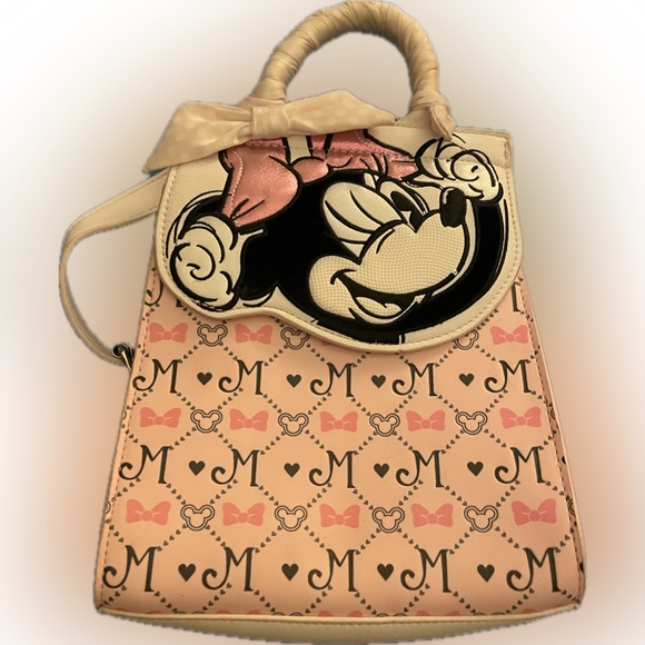 Disney Handbags - Disney Minnie Mouse Pink and Cream Monogram Handbag Danielle Nicole